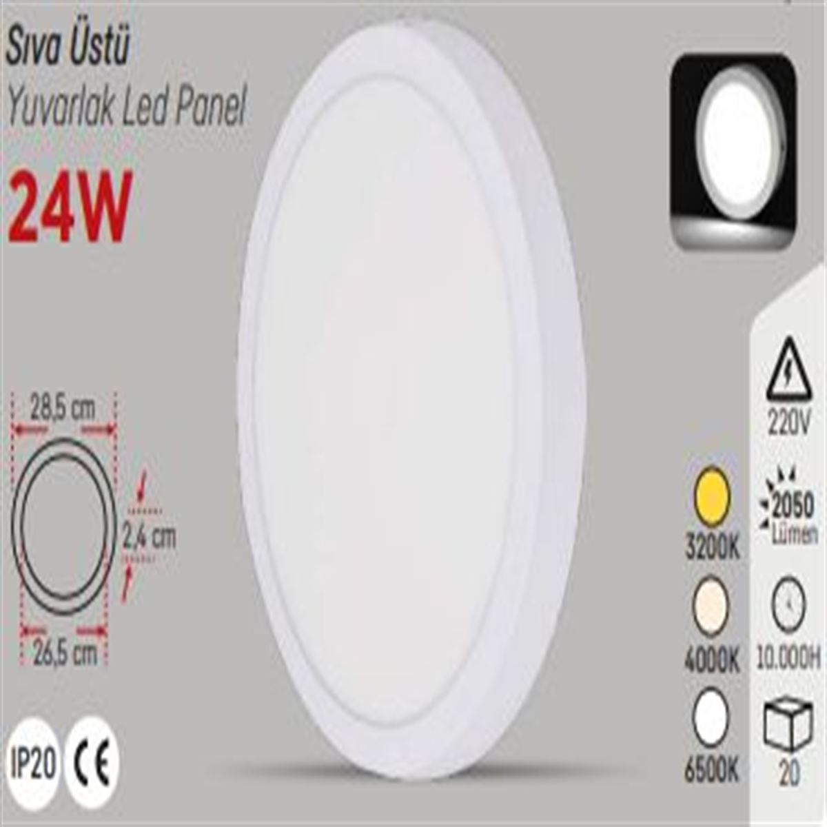 YCL EKO 24W.S.Ü.YUVARLAK PANEL BEYAZ 1